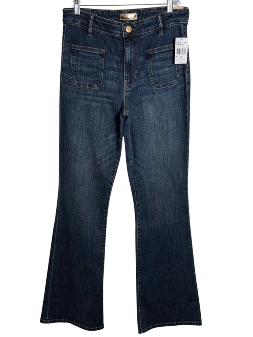 Kut From The Kloth Anna Patch Pocket High Rise Flare Jeans 10 NWT
